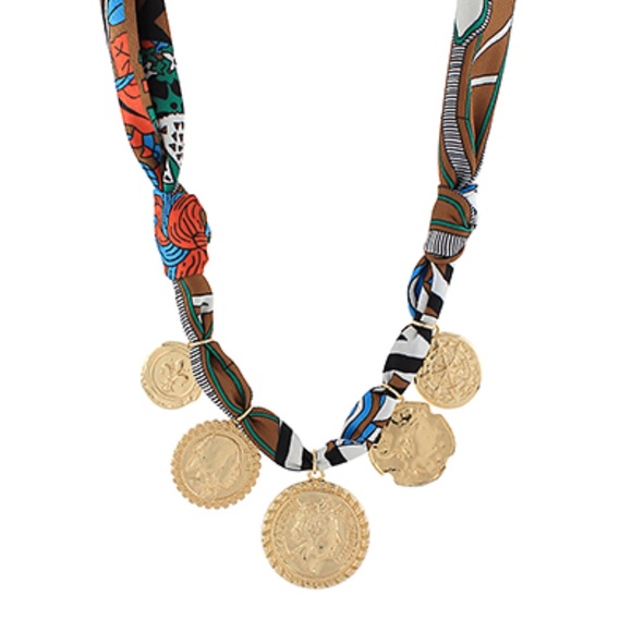 Multi Coin Charm Scarf Necklace - Picture 1 of 1